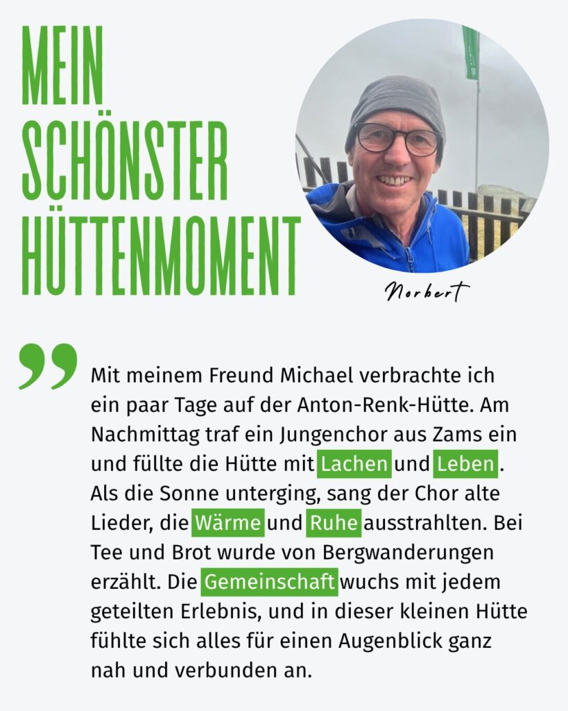 mein schönster hüttenmoment norbert